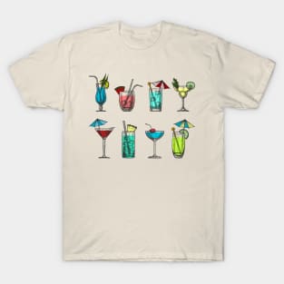Cocktail Set hand Drawn T-Shirt